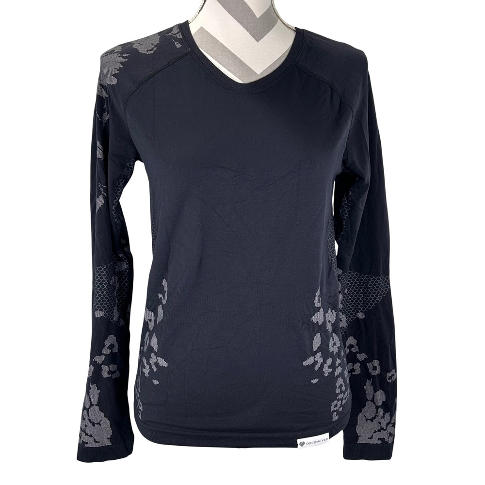 Obermeyer Glaze Long Sleeve Base Layer Ski Top Black V Neck Performance M - Picture 2 of 8
